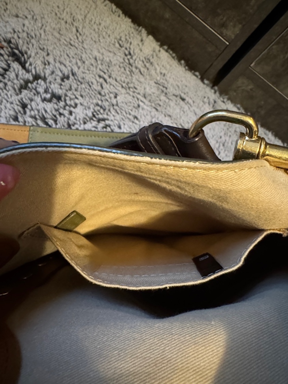 See By Chloe Two-Tone Olive & Tan Leather Shoulder Bag with Gold Hardware - Picture 14 of 14